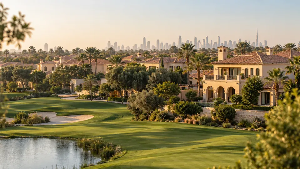 Illustrative established villa community beside a golf fairway